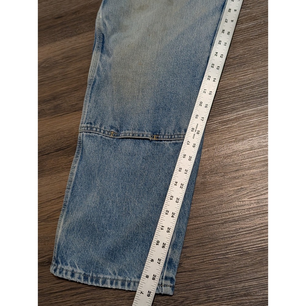 Dickies Mens 38x30 Double Knee Carpenter Jeans Light Wash Distressed Blue Denim - Picture 6 of 8